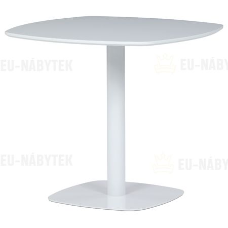 Stůl jídelní, deska MDF, bílá, bílý kov