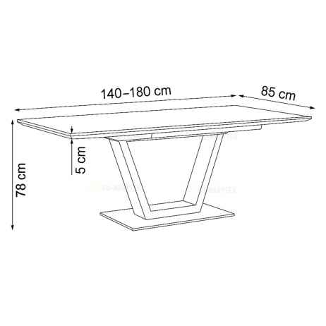 Stůl jídelní rozkládací 160+50x80x76,5, bílý matný lak, tvrzené sklo,