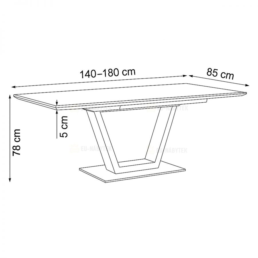 Stůl jídelní rozkládací 160+50x80x76,5, bílý matný lak, tvrzené sklo,