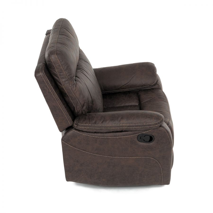 TV a relaxační křeslo s manuálním ovládáním, potah hnědá látka v dekoru vintage