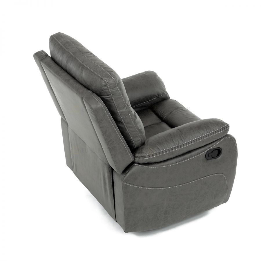 TV a relaxační křeslo s manuálním ovládáním, potah šedá látka v dekoru vintage