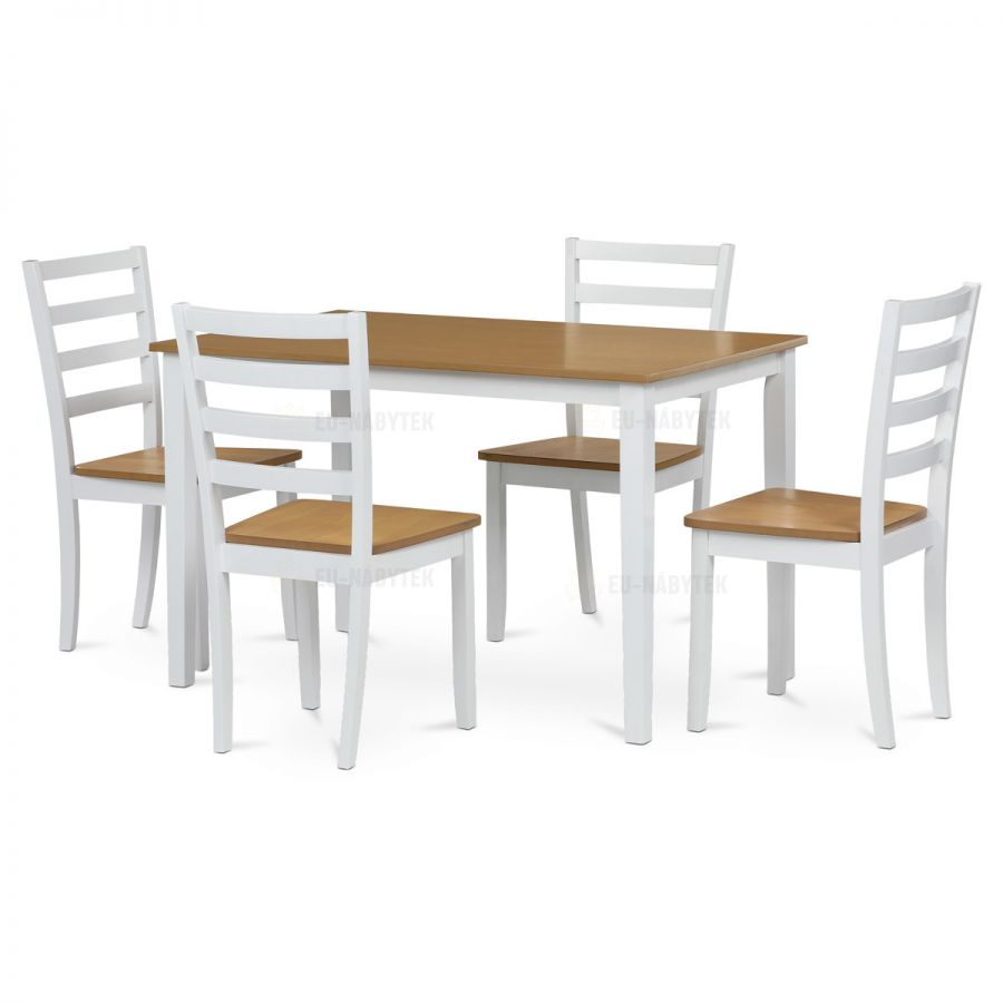Jídelní set 1+4, rozměr stolu 120x75x75 cm, MDF, dýha, masivní nohy, moření dub