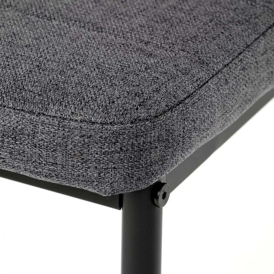 Jídelní set 1+4, stůl 130x70, deska slinutý kámen v imitaci bílého matného mramoru, židle šedá látka, černý lak