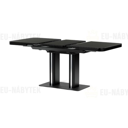 Stůl jídelní rozkládací 120+40x80x75, černý matný lak, tvrzené sklo,