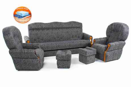 Sedací souprava PALERMA 3 + 1 + 1 + taburety šedá