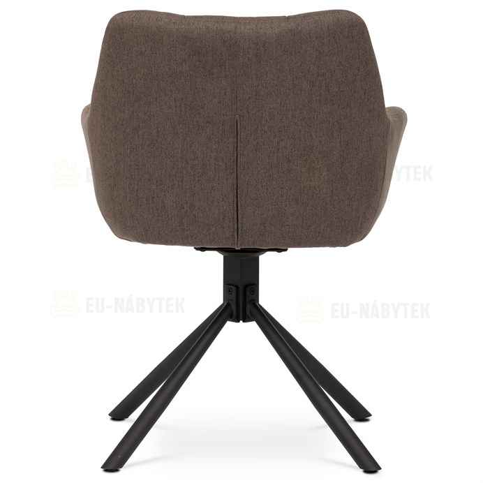 Židle jídelní, hnědá látka, otočný mechanismus 90°/90° (L/P), černý kov