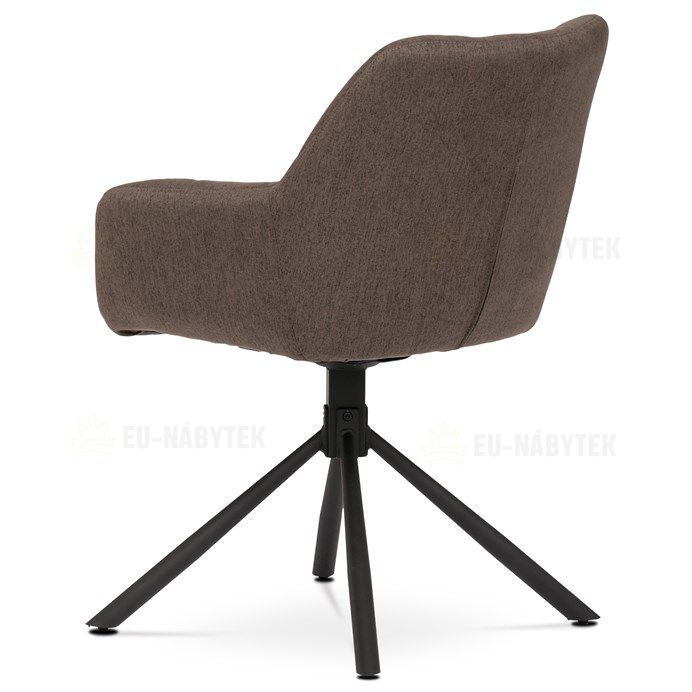 Židle jídelní, hnědá látka, otočný mechanismus 90°/90° (L/P), černý kov