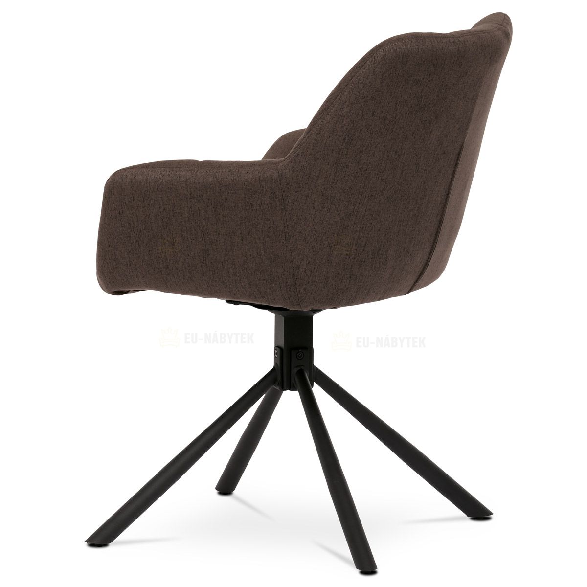 Židle jídelní, hnědá látka, otočný mechanismus 90°/90° (L/P), černý kov