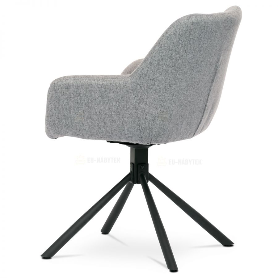 Židle jídelní, šedá látka, otočný mechanismus 90°/90° (L/P), černý kov