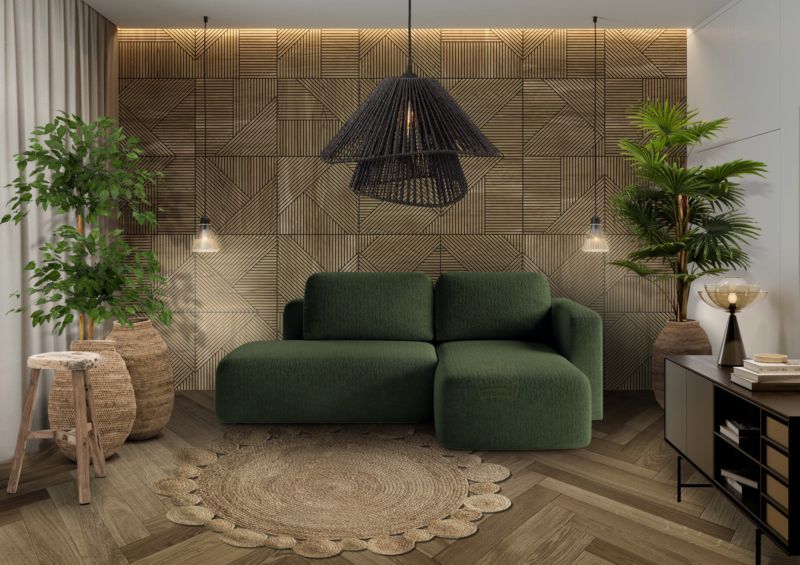 Rozkládací rohová sedačka LUISA zelená