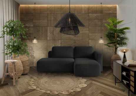 Rozkládací rohová sedačka LUISA černá