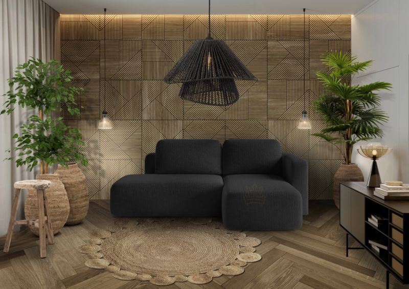 Rozkládací rohová sedačka LUISA černá