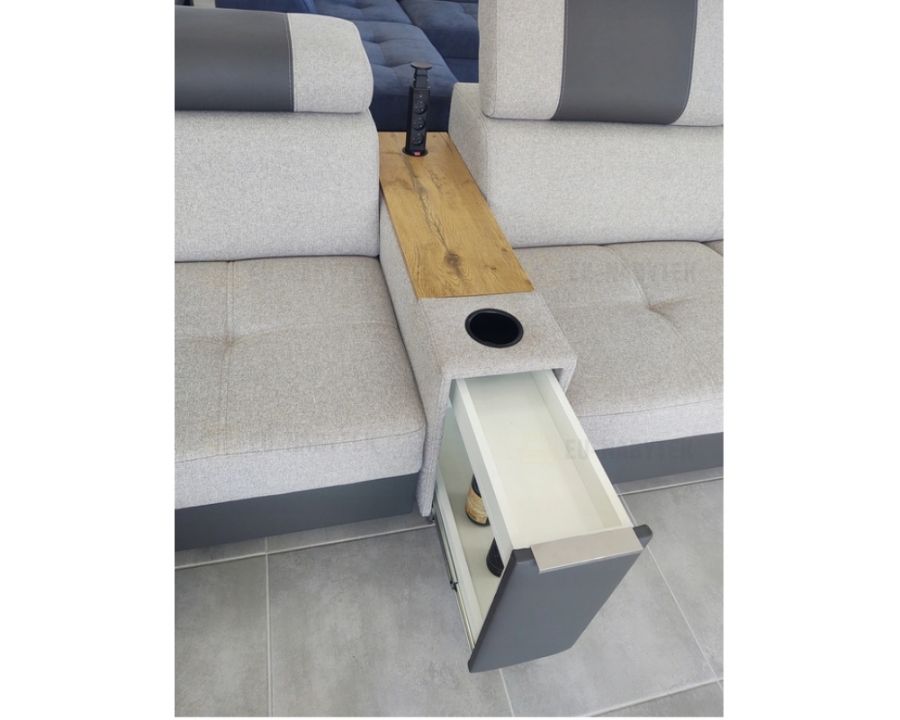 Rozkládací rohová sedačka SERGIA U modrá