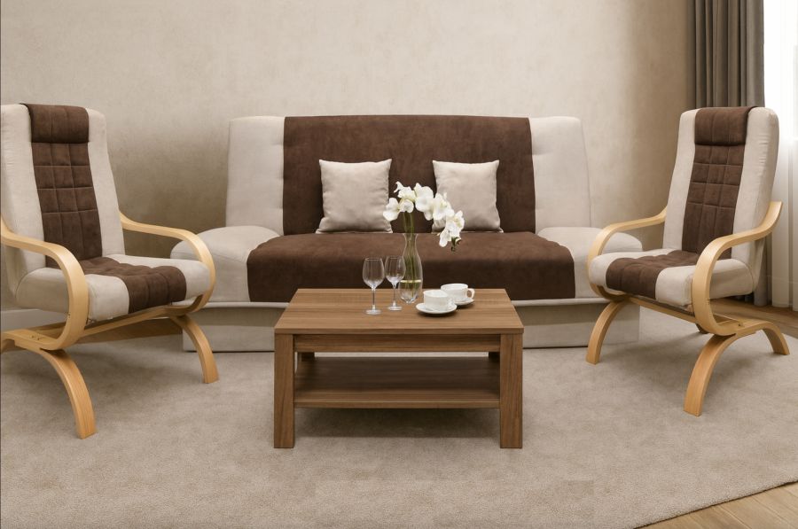 Sedací souprava GREGOR 3+1+1 hnědá / béžová