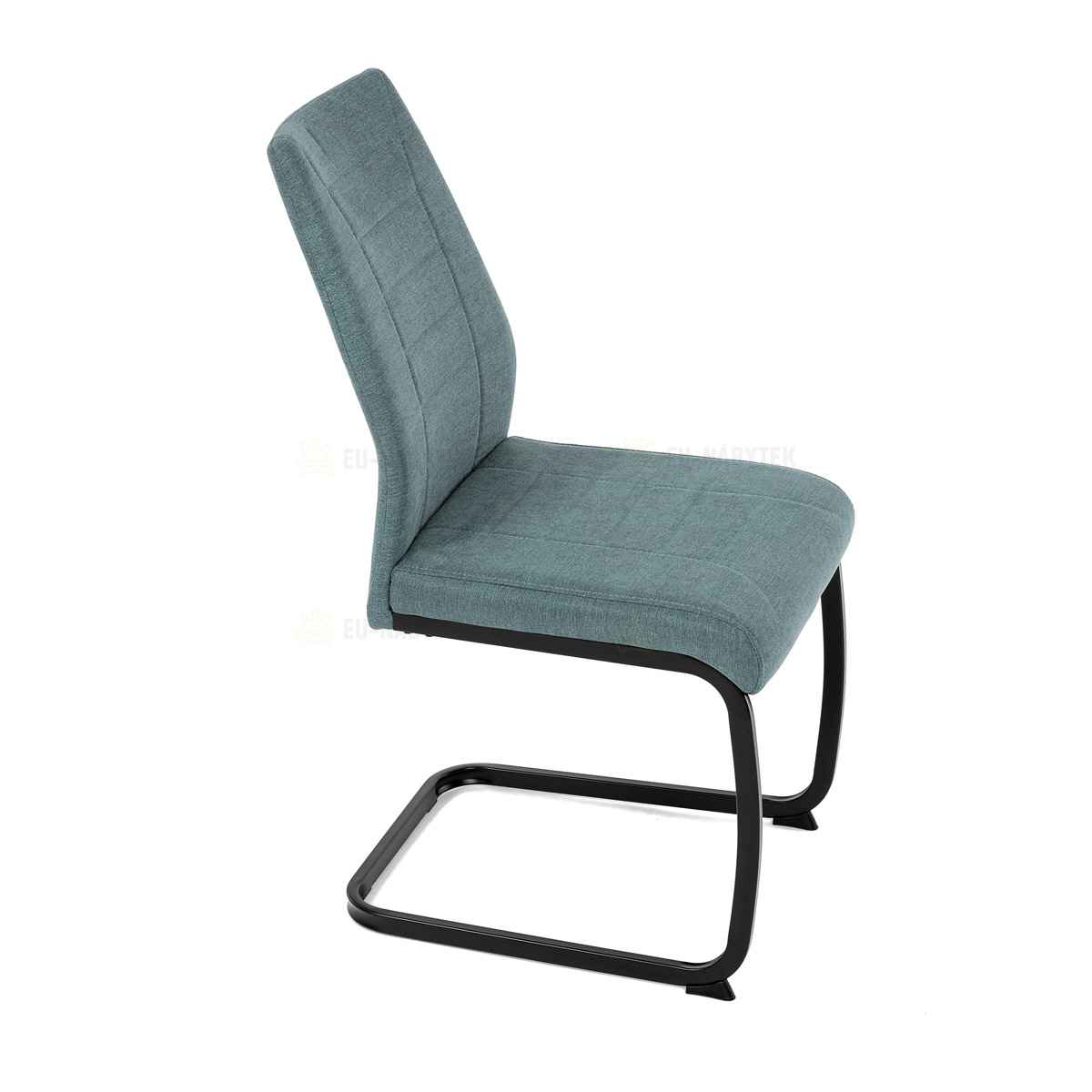 Židle jídelní, zelená látka, černé kovové nohy