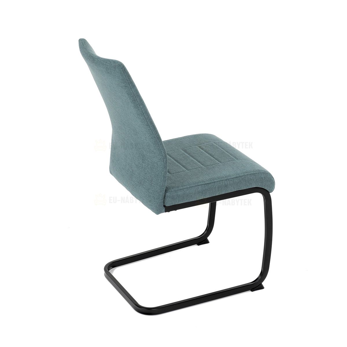 Židle jídelní, zelená látka, černé kovové nohy