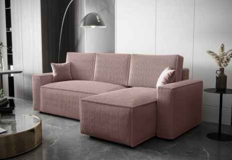 Rozkládací rohová sedačka ADRIANA růžová