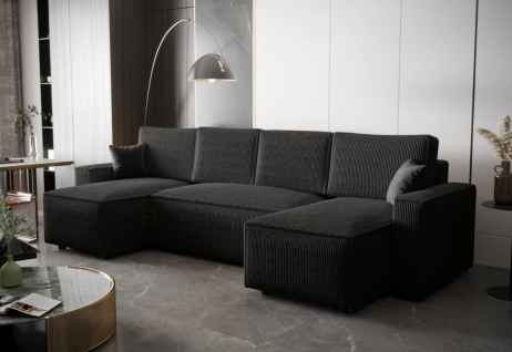 Rozkládací rohová sedačka ADRIANA U černá