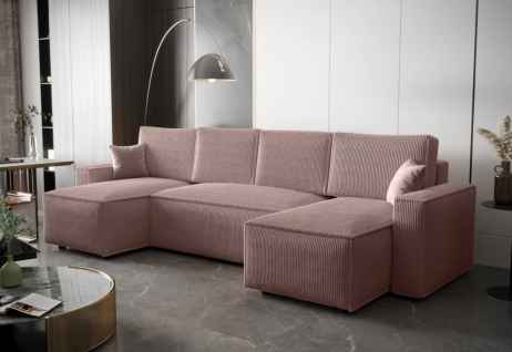 Rozkládací rohová sedačka ADRIANA U růžová