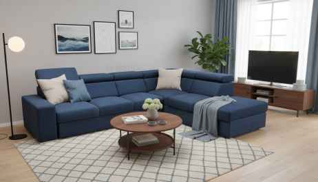 Rozkládací rohová sedačka KARMEN 320x228 modrá