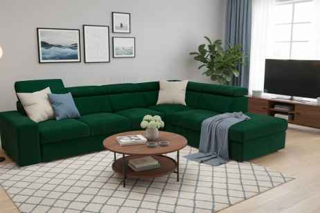 Rozkládací rohová sedačka KARMEN 320x228 zelená