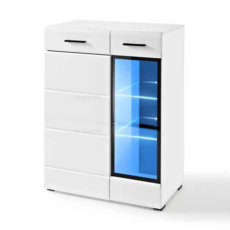 Komoda LAURA 76 bílá / bílá lesk DOPRODEJ*