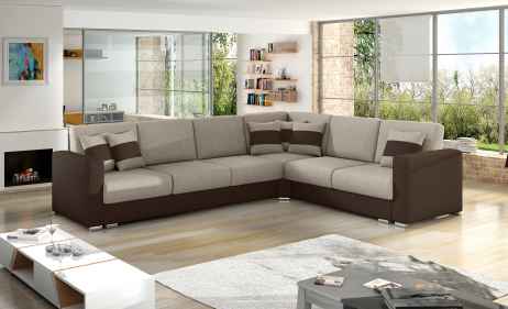 Rohová sedací souprava NERO béžová / hnědá II. JAKOST