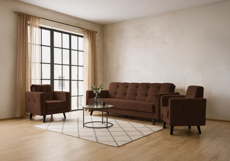 Sedací souprava LINIA 3+1+1 hnědá