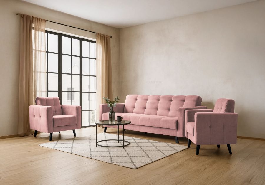 Sedací souprava LINIA 3+1+1 růžová