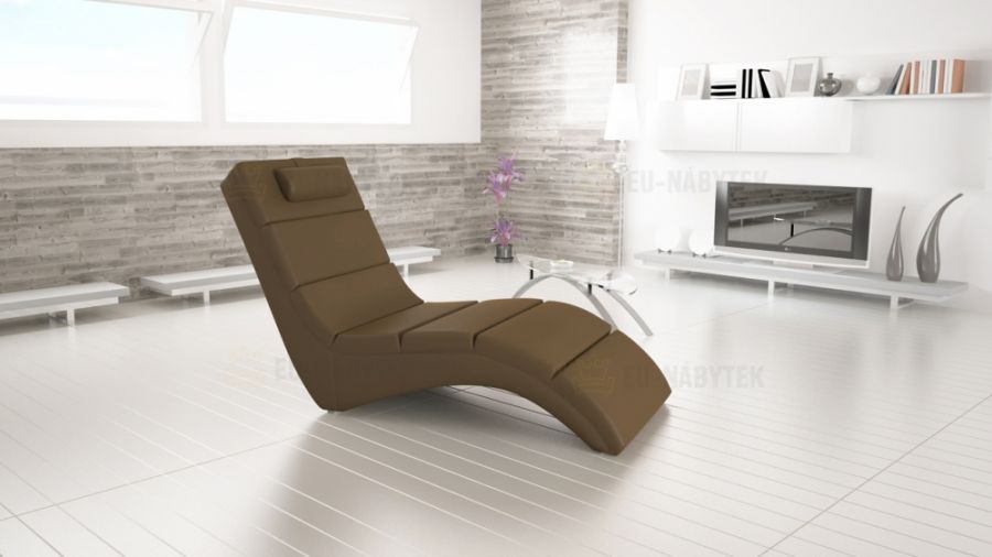 Relaxační křeslo TONGUE hnědá ekokůže II. jakost