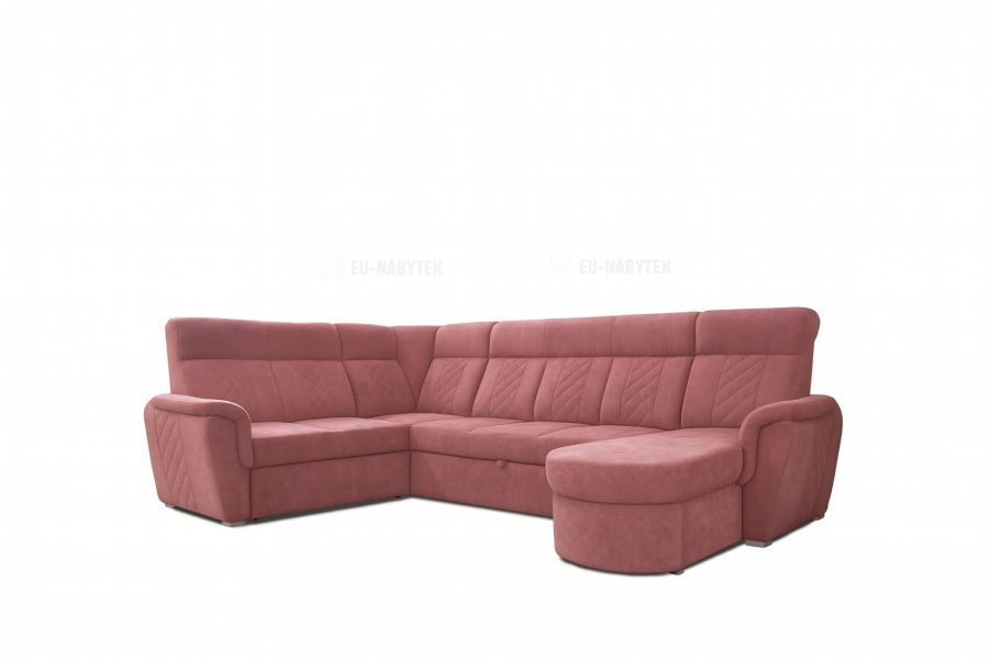 Rozkládací rohová sedačka BONTON U růžová