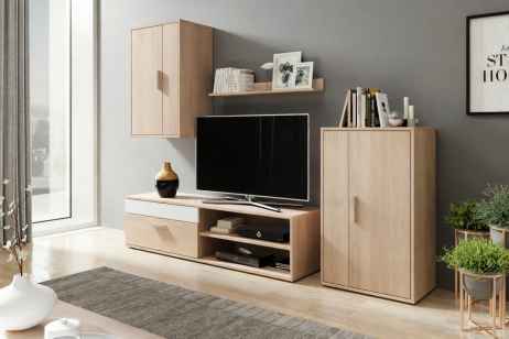 Obývací stěna HONGKONG dub sonoma / bílá II