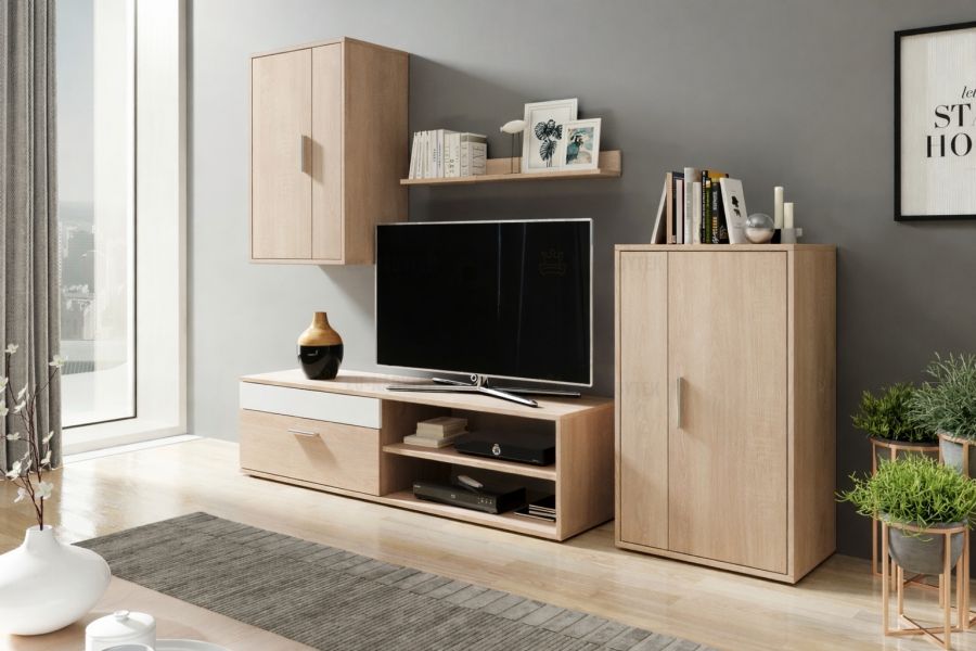 Obývací stěna HONGKONG dub sonoma / bílá II