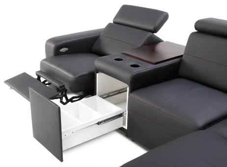 Rozkládací rohová sedačka BALAGA L s barem 298x253 - výběr barev kůže