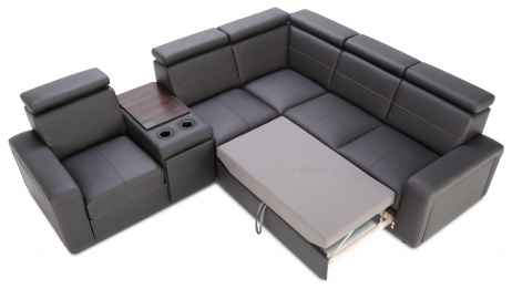 Rozkládací rohová sedačka BALAGA L s barem 298x253 - výběr barev kůže