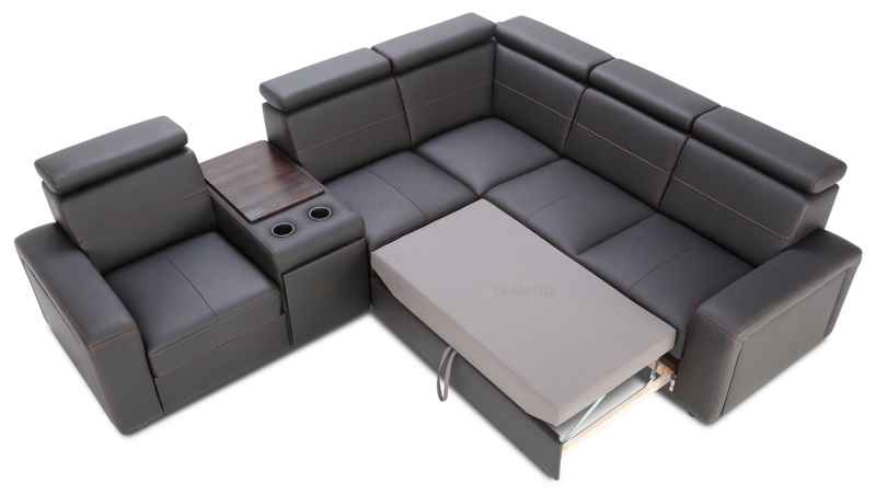 Rozkládací rohová sedačka BALAGA L s barem 298x253 - výběr barev kůže