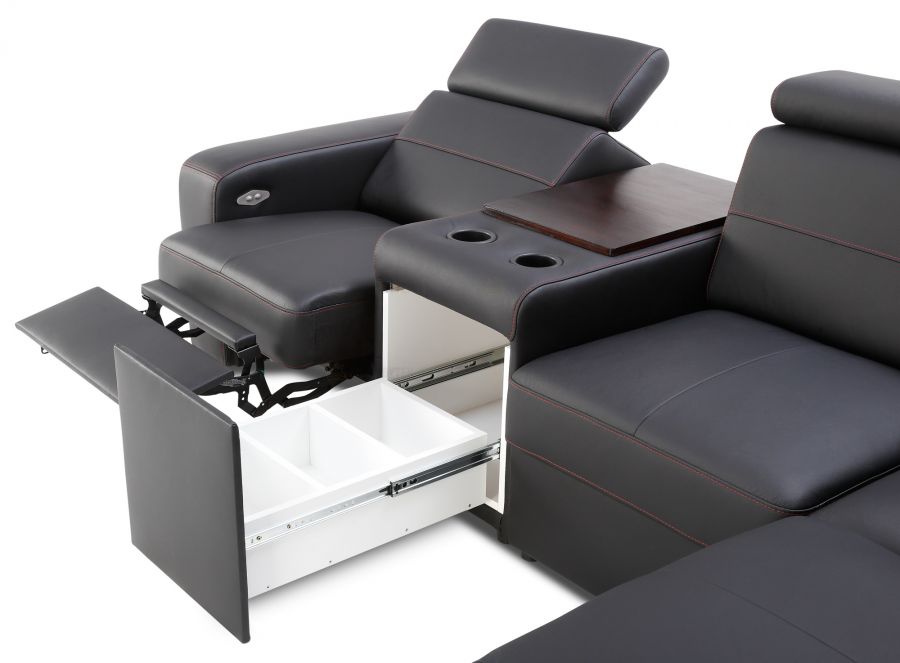 Rozkládací rohová sedačka BALAGA L s barem 298x253 - výběr barev kůže