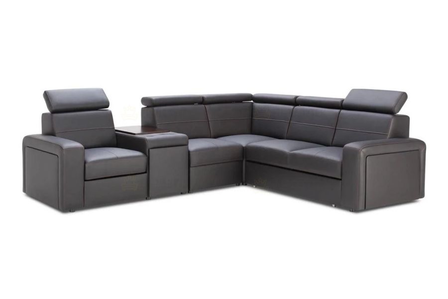 Rozkládací rohová sedačka BALAGA L s barem 298x253 - výběr barev kůže