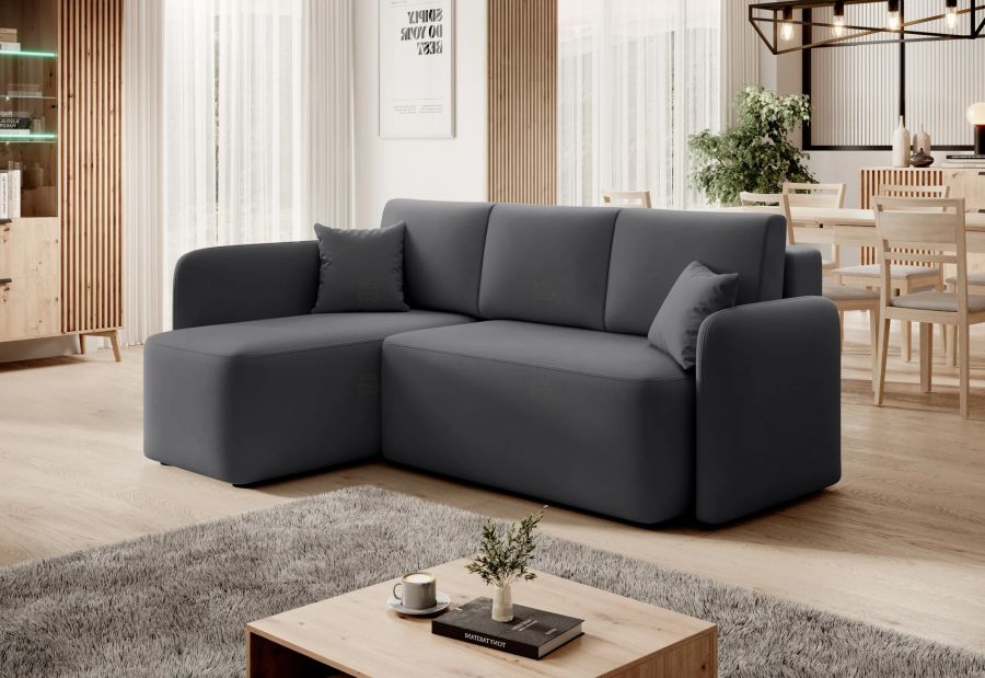 Rozkládací rohová sedačka HARISON 206x150 šedá