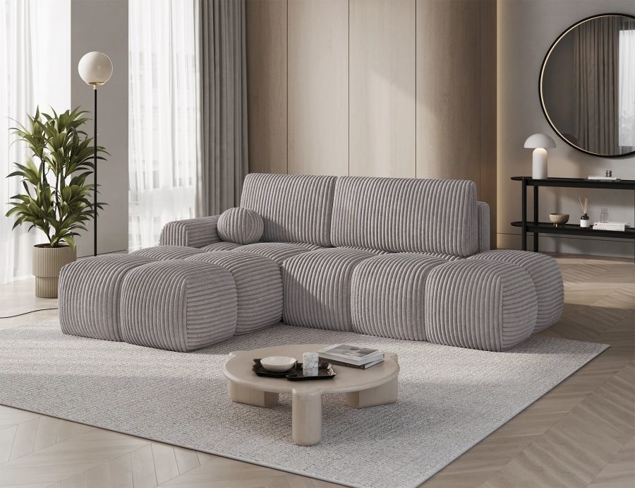 Rozkládací rohová sedačka VINTARO 227x170 světle šedá