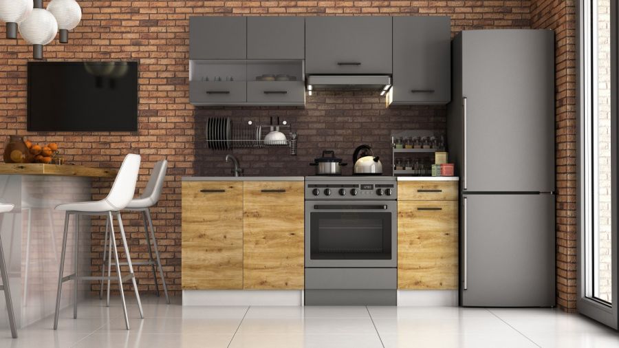 Kuchyňská linka LUSSI III 180x120 grafit/artisan