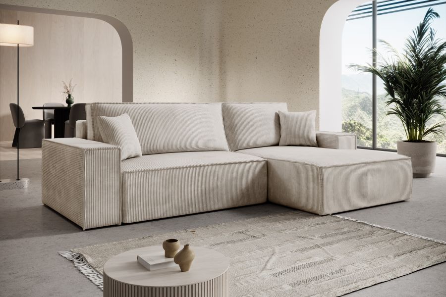 Rozkládací rohová sedačka ADONIS 261x160 béžová