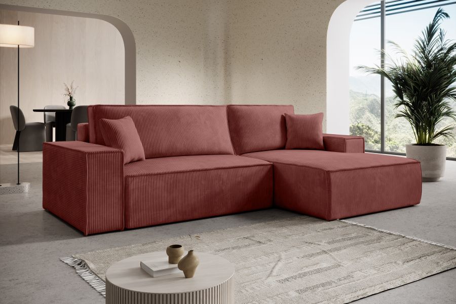 Rozkládací rohová sedačka ADONIS 261x160 červená