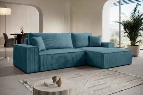 Rozkládací rohová sedačka ADONIS 261x160 tyrkysová