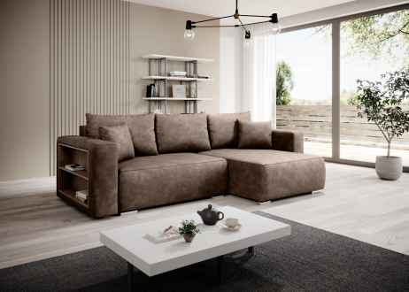 Rozkládací rohová sedačka MARKO 275x152 hnědá