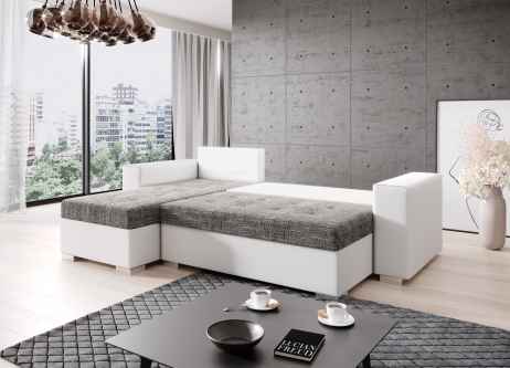 Rozkládací rohová sedačka LUTOS L 245x152 světle šedá melír / šedá