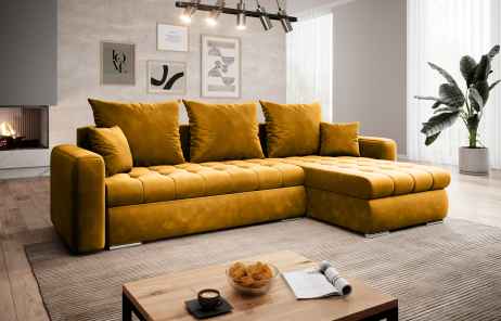 Rozkládací rohová sedačka CANVIA 238x151 okrová