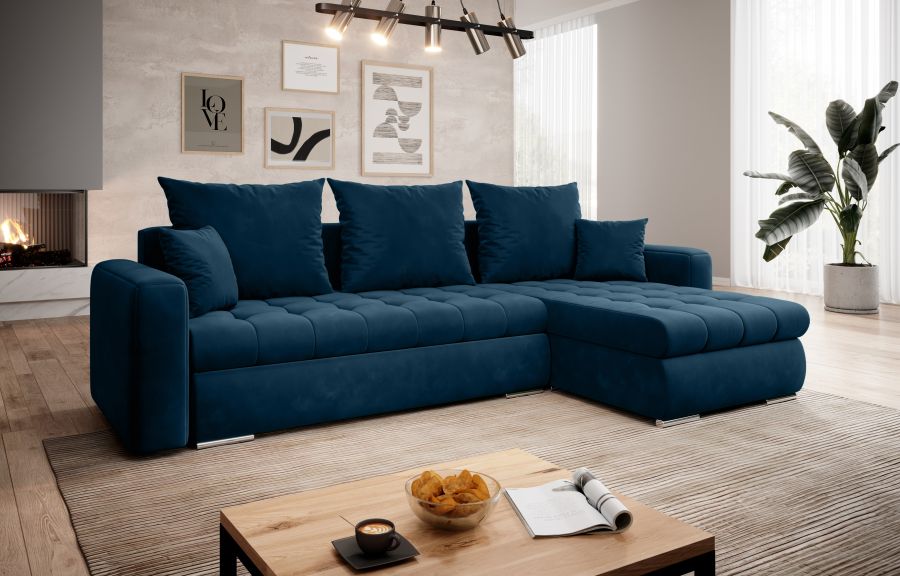 Rozkládací rohová sedačka CANVIA 238x151 modrá