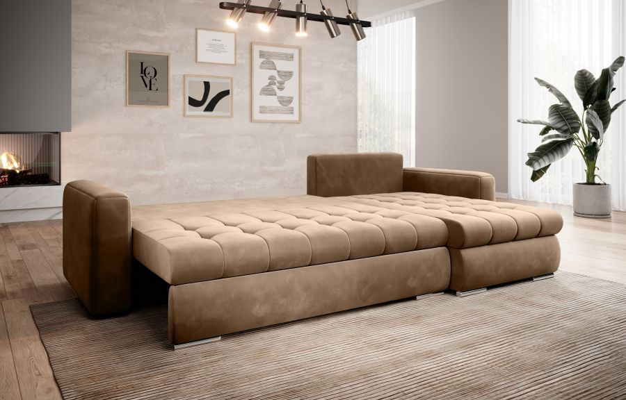 Rozkládací rohová sedačka CANVIA 238x151 šedá