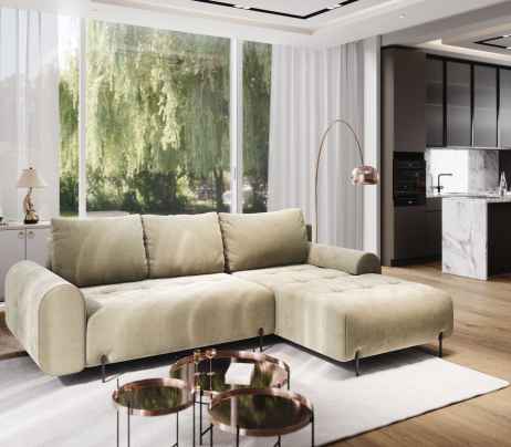 Rozkládací rohová sedačka ARMEN 270x180 béžová